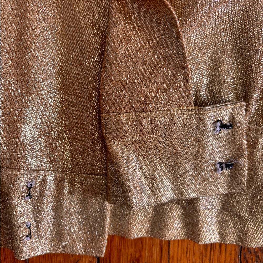 Vintage mod mad men Elegant Gold Women's cropped Jacket - Picture 5 of 6